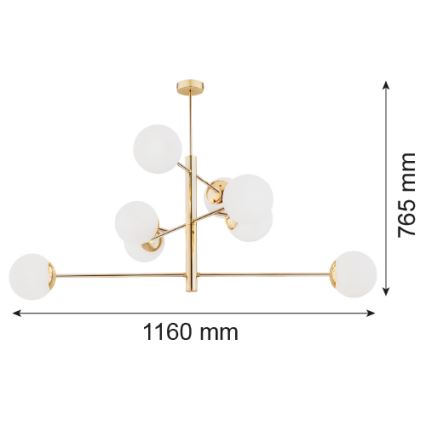 Argon 5043 - Kattokruunu tangossa CAMERON 8xE27/15W/230V messinki