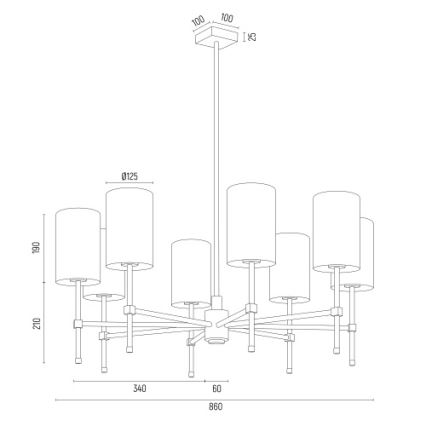 Argon 5051 - Kattovalaisin ABRUZZO 8xE14/15W/230V messinki/valkoinen