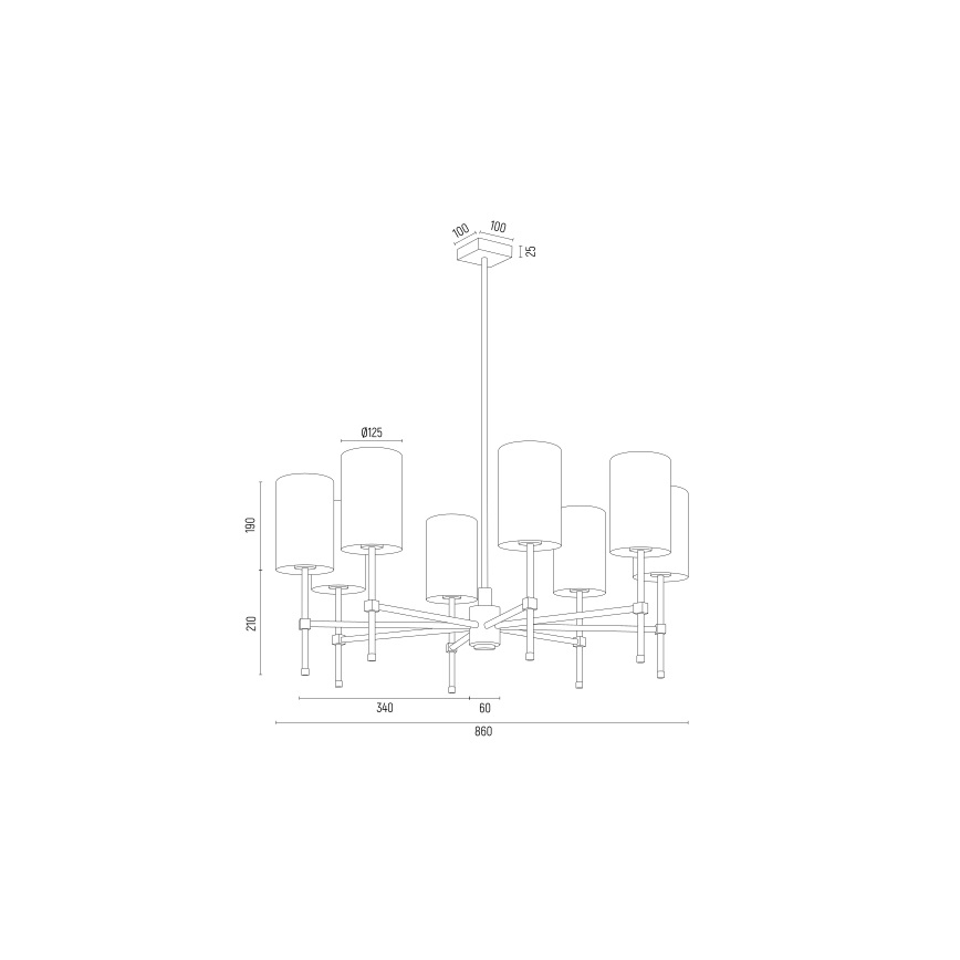 Argon 5051 - Kattovalaisin ABRUZZO 8xE14/15W/230V messinki/valkoinen
