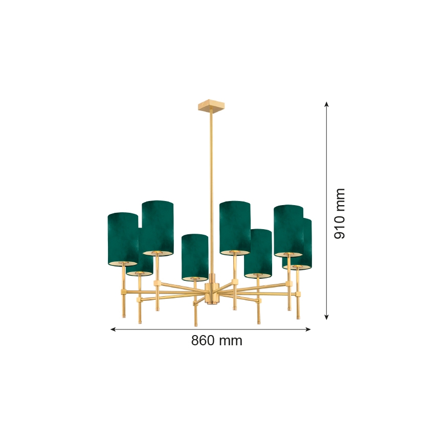 Argon 5055 - Kattokruunu ABRUZZO 8xE14/7W/230V messinki/vihreä
