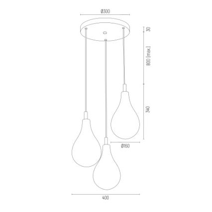 Argon 6105 - Kattokruunu johdossa OAKLAND 3xG9/6W/230V musta