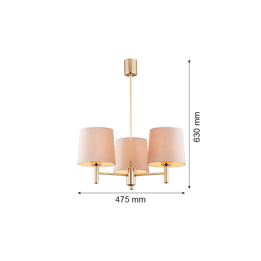 Argon 6110 - Kattokruunu PONTE 3xE27/15W/230V beige