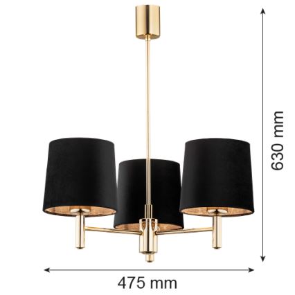 Argon 6111 - Kattokruunu tangossa PONTE 3xE27/15W/230V musta