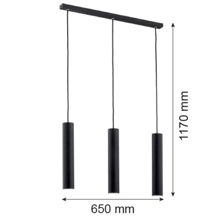 Argon 6112 - Kattokruunu johdossa GOMERA 3xGU10/5W/230V musta