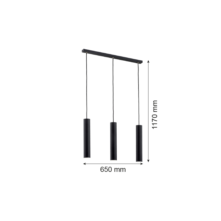 Argon 6112 - Kattokruunu johdossa GOMERA 3xGU10/5W/230V musta