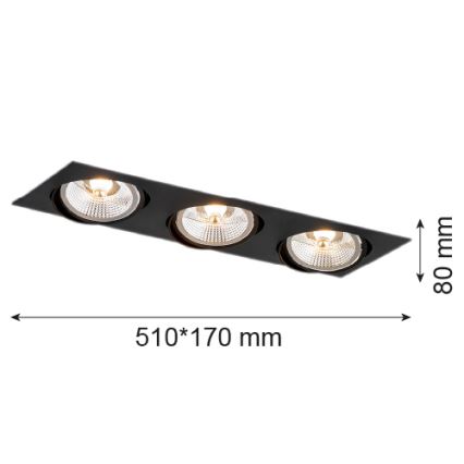 Argon 6116 - Upotettava valo OLIMP 3xGU10-AR111/12W/230V musta