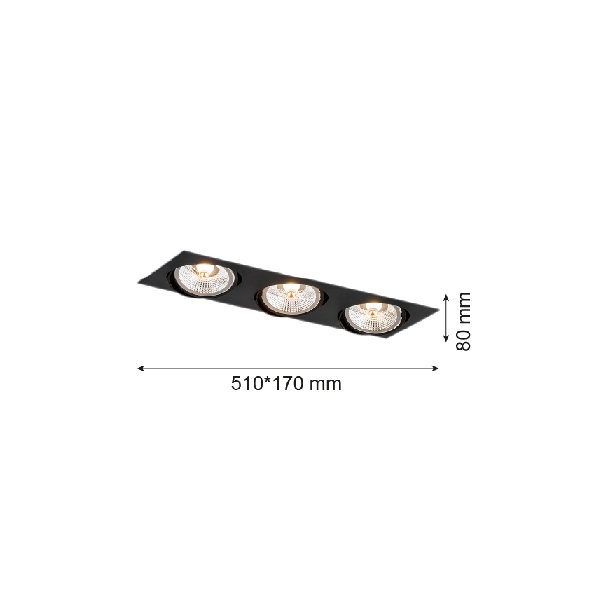Argon 6116 - Upotettava valo OLIMP 3xGU10-AR111/12W/230V musta