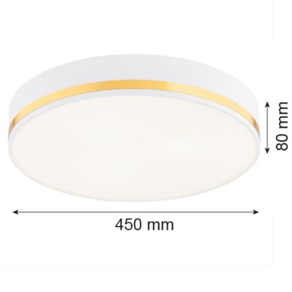 Argon 6138 - Kattovalaisin AMORE 3xE27/15W/230V halkaisija 45 cm valkoinen/kulta