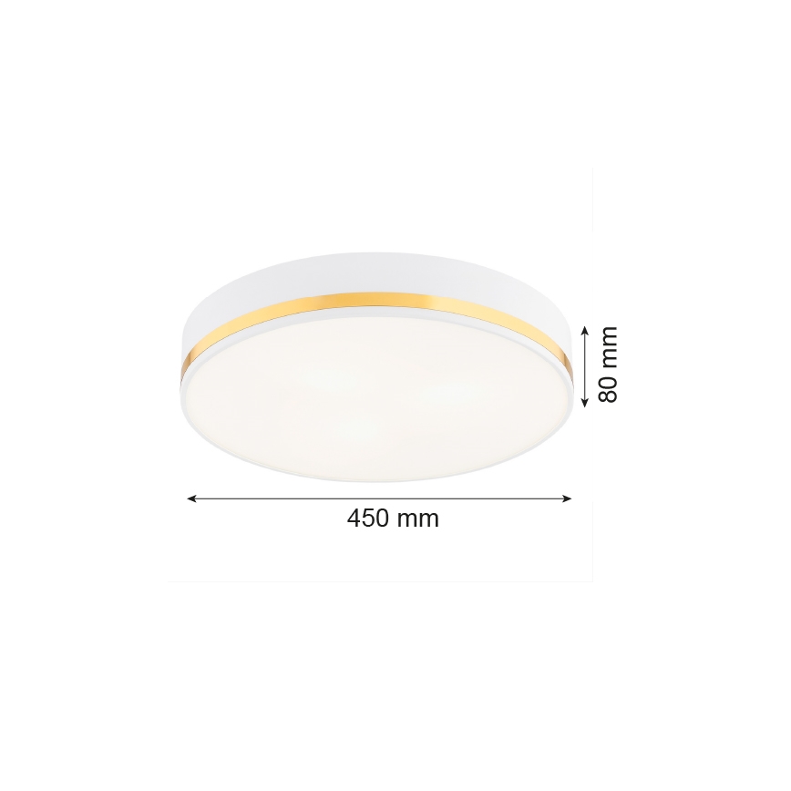 Argon 6138 - Kattovalaisin AMORE 3xE27/15W/230V halkaisija 45 cm valkoinen/kulta