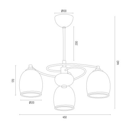 Argon 6144 - Kattovalaisin AVILA PLUS 3xE27/15W/230V musta/kulta/valkoinen
