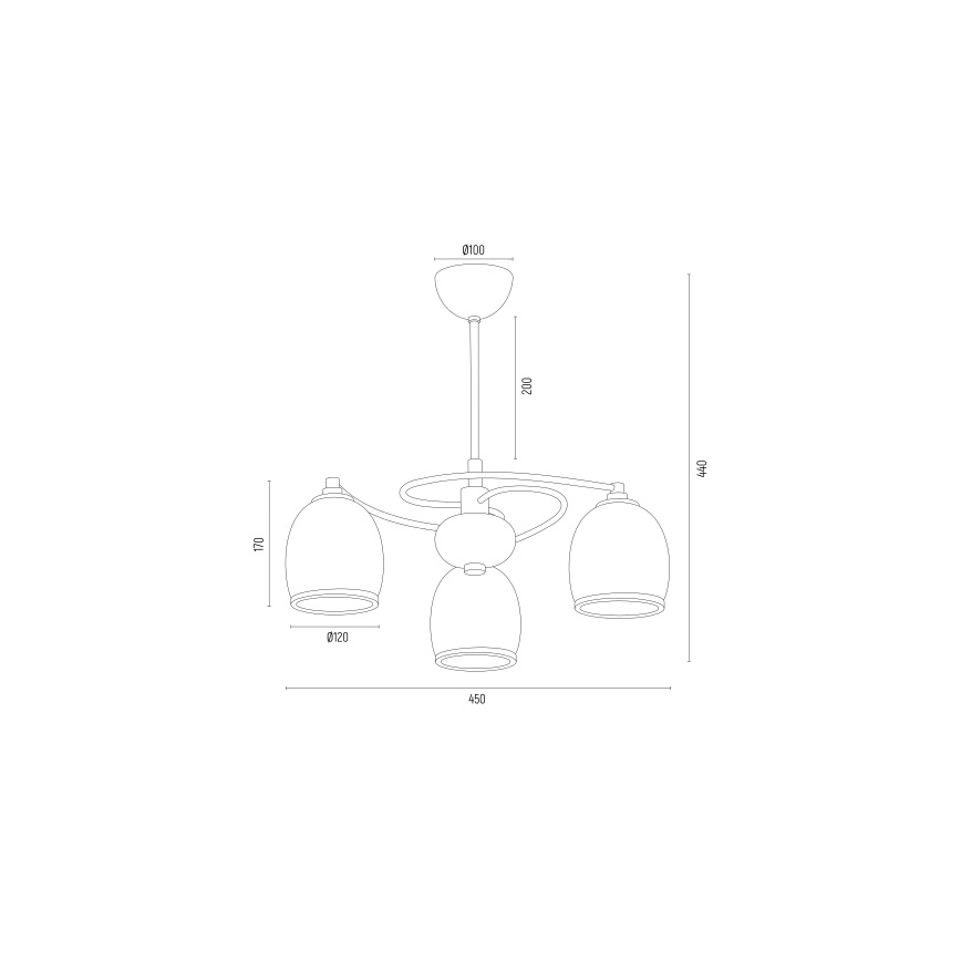 Argon 6144 - Kattovalaisin AVILA PLUS 3xE27/15W/230V musta/kulta/valkoinen