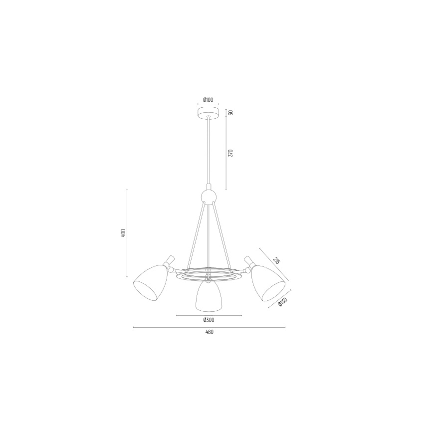Argon 6149 - Kattovalaisin CHARLOTTE 3xE27/15W/230V musta/kulta