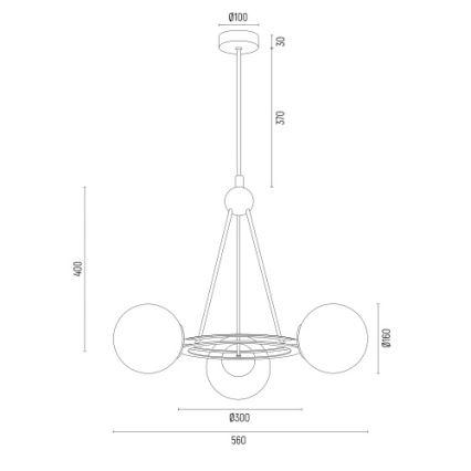 Argon 6150 - Kattovalaisin AMALFI 3xE27/15W/230V musta/valkoinen