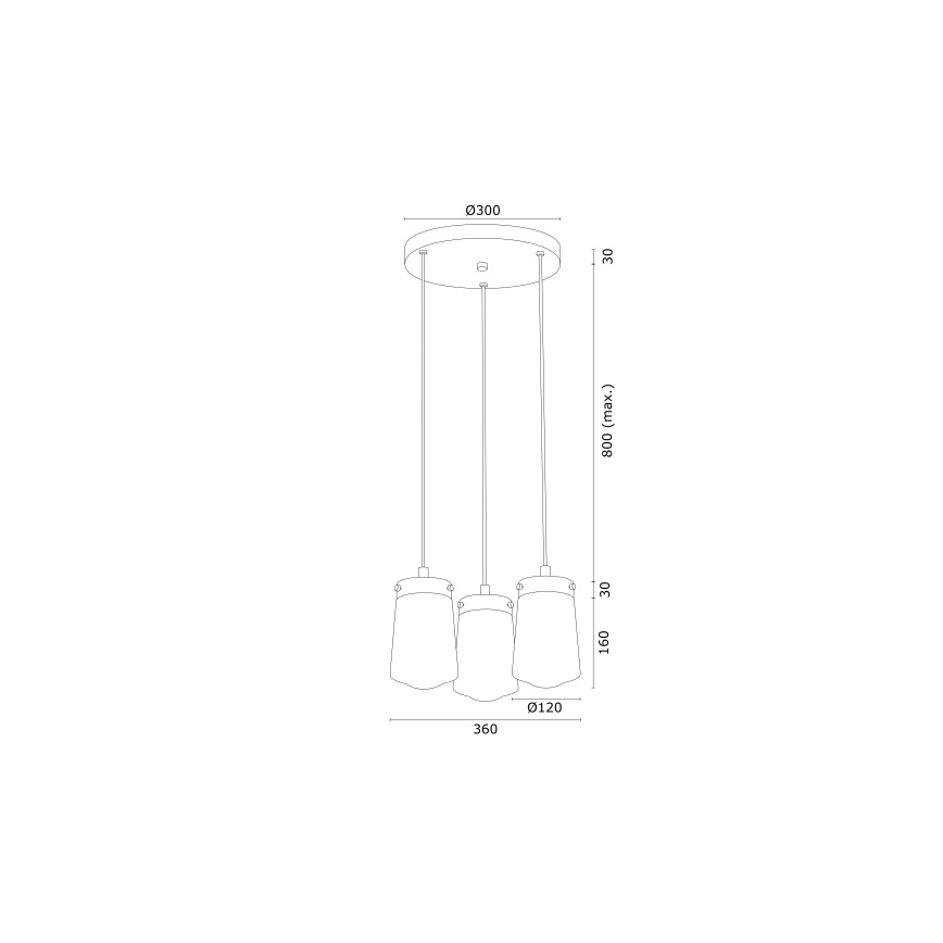 Argon 6164 - Kattokruunu johdossa PASADENA 3xE27/15W/230V kultainen/valkoinen