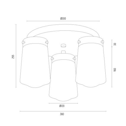 Argon 6165 - Surface-mounted kattokruunu PASADENA 3xE27/15W/230V kulta/valkoinen