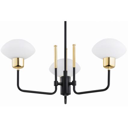 Argon 6166 - Kattokruunu RAVELLO 3xE14/15W/230V musta/kulta
