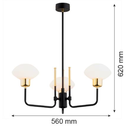 Argon 6166 - Kattokruunu RAVELLO 3xE14/15W/230V musta/kulta