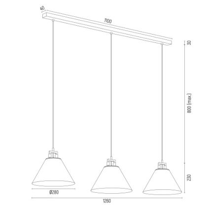 Argon 6173 - Kattokruunu johdossa ORTE 3xE27/15W/230V valkoinen