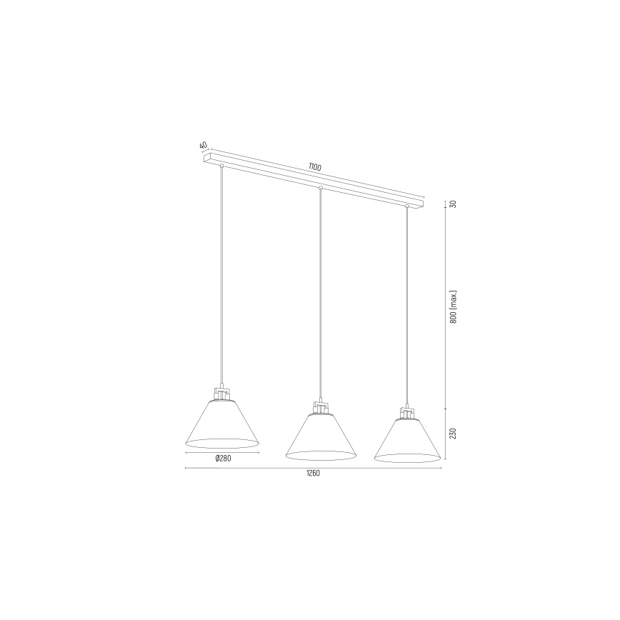 Argon 6173 - Kattokruunu johdossa ORTE 3xE27/15W/230V valkoinen