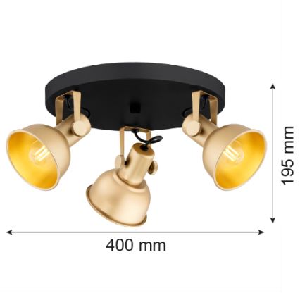 Argon 6243 - Kohdevalo LENORA 3xE14/7W/230V kulta/musta