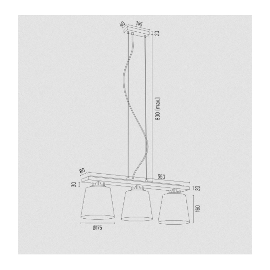 Argon 6250 - Kattokruunu johdossa ARDEN 3xE27/15W/230V kulta