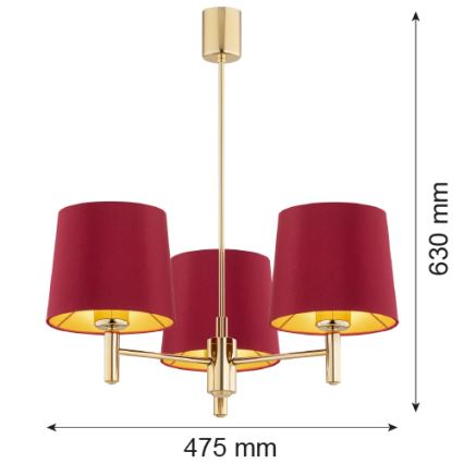 Argon 6266 - Riippukattokruunu PONTE PLUS 3xE27/15W/230V punainen