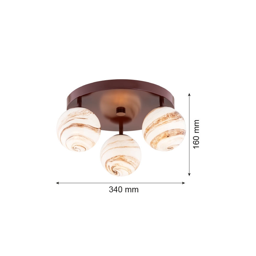 Argon 6292 - Kattovalo FABIO 3xE14/7W/230V alabasteri ruskea