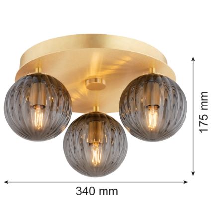 Argon 6308 - Kattovalo PALOMA 3xE14/7W/230V kulta/musta