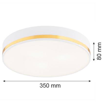 Argon 7035 - Kattovalaisin AMORE 2xE27/15W/230V halkaisija 35 cm valkoinen/kulta