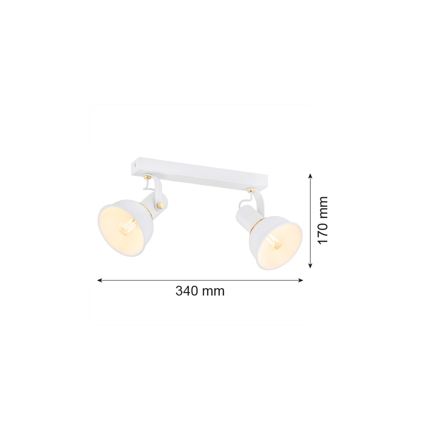 Argon 7036 - Kohdevalo TWIST 2xE14/7W/230V valkoinen/kultainen