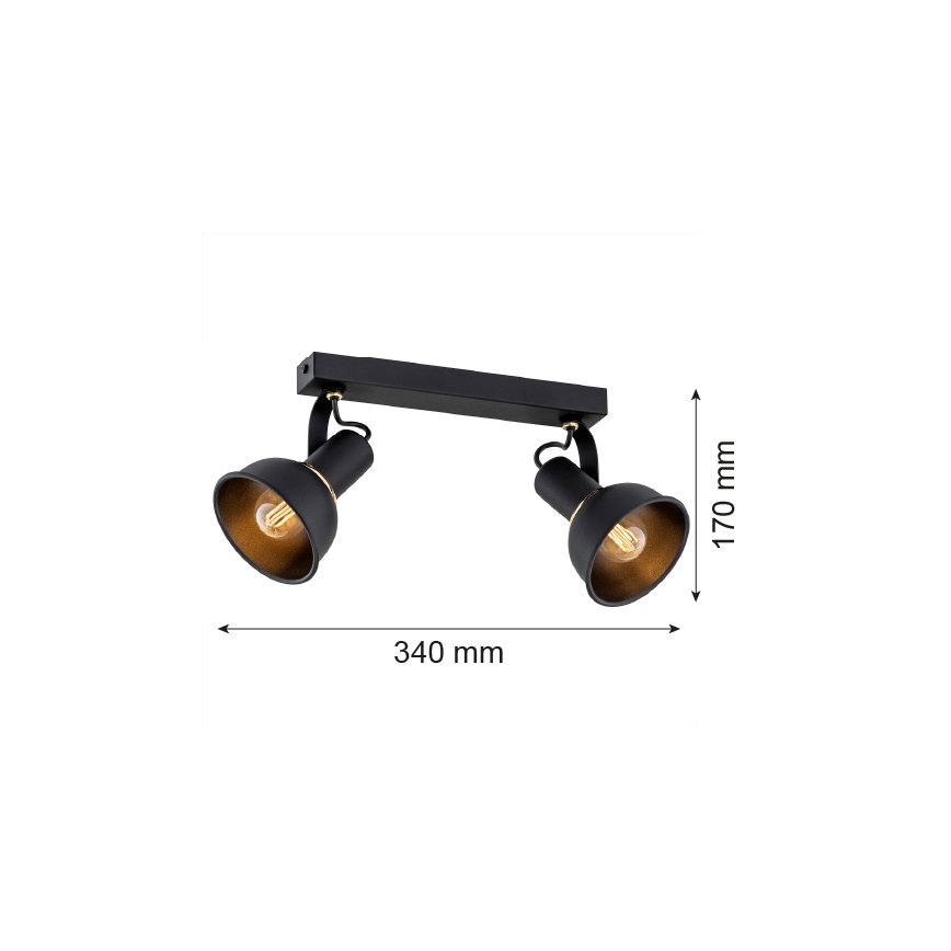 Argon 7037 - Kohdevalo TWIST 2xE14/7W/230V musta/kultainen