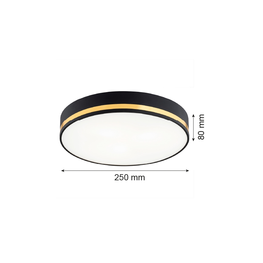 Argon 7040 - Kattovalaisin AMORE 2xE27/15W/230V halkaisija 25 cm musta/kulta