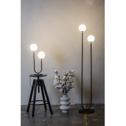 Argon 7072 - Pöytävalaisin FERRONE 2xE14/7W/230V musta/valkoinen/kulta