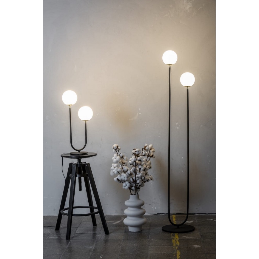 Argon 7072 - Pöytävalaisin FERRONE 2xE14/7W/230V musta/valkoinen/kulta