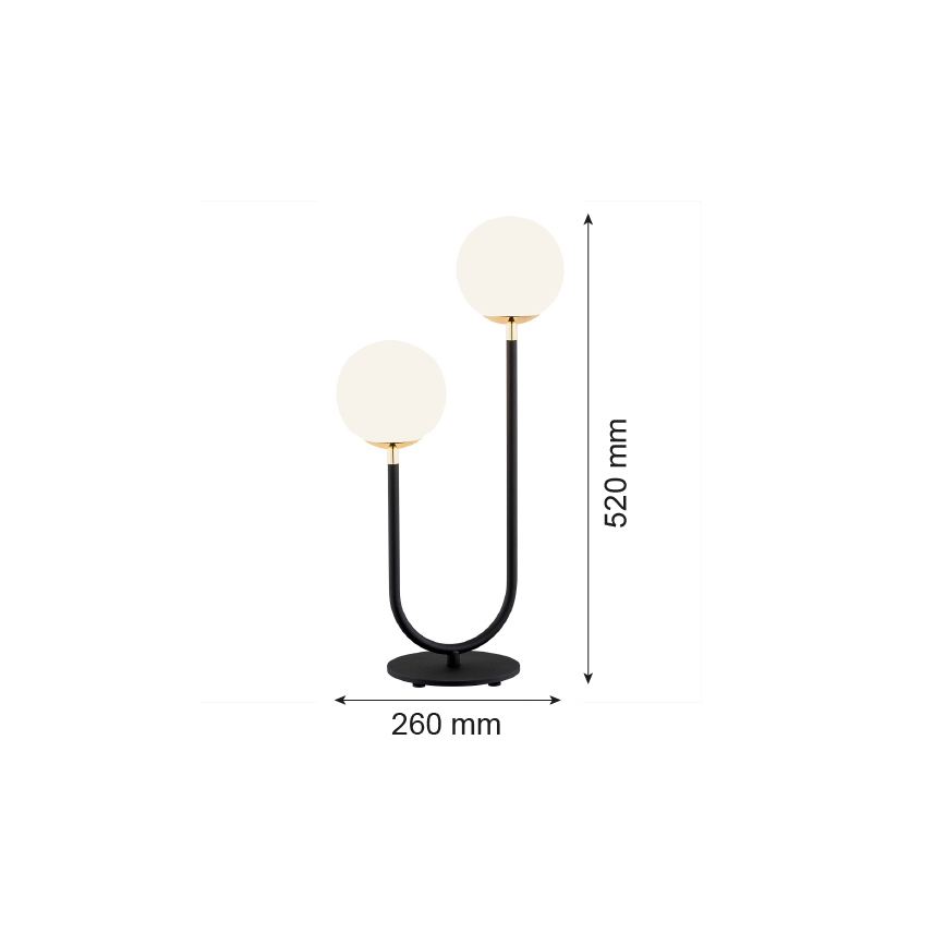 Argon 7072 - Pöytävalaisin FERRONE 2xE14/7W/230V musta/valkoinen/kulta