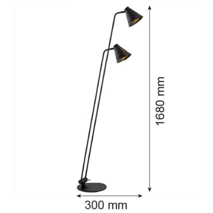 Argon 7077 - Lattiavalaisin AVALONE 2xE27/15W/230V musta