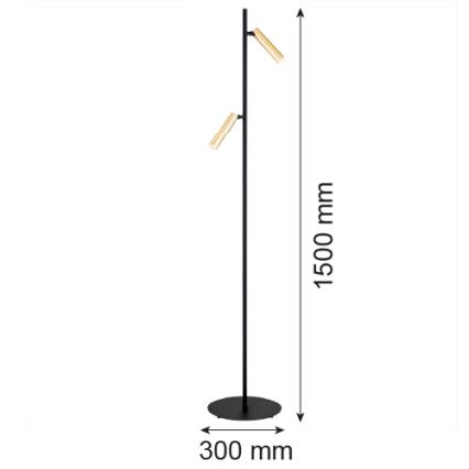 Argon 7083 - Lattialamppu TORRE 2xG9/6W/230V musta/messinki