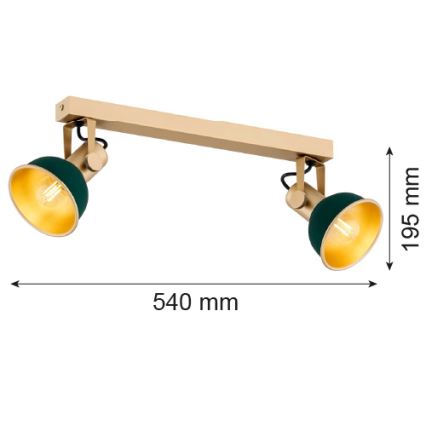 Argon 7143 - Kohdevalo LENORA 2xE14/7W/230V kulta/vihreä