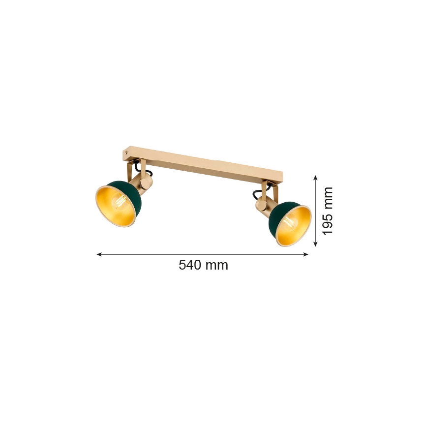 Argon 7143 - Kohdevalo LENORA 2xE14/7W/230V kulta/vihreä
