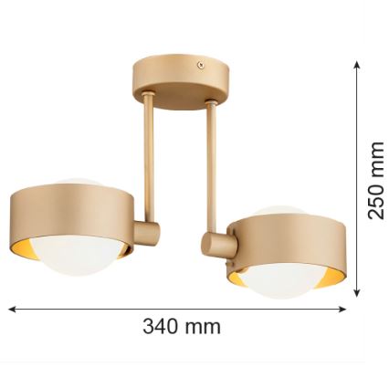 Argon 7215 - Kylpyhuoneen riipuskattokruunu MASSIMO PLUS 2xG9/6W/230V IP44 kulta