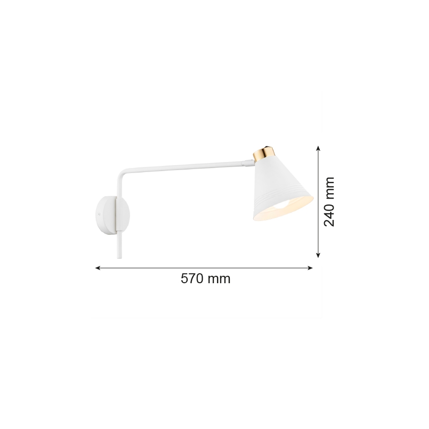 Argon 8007 - Seinävalaisin AVALONE 1xE27/15W/230V 57 cm valkoinen/kulta