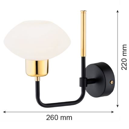 Argon 8032 - Seinävalaisin RAVELLO 1xE14/15W/230V musta/kulta