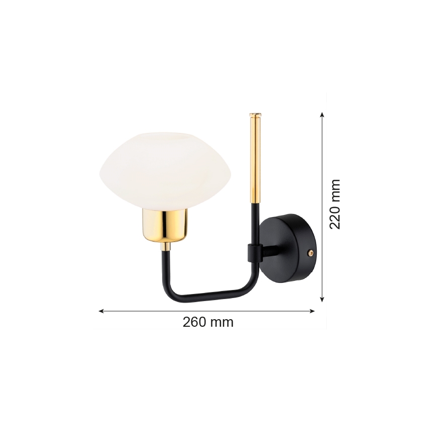 Argon 8032 - Seinävalaisin RAVELLO 1xE14/15W/230V musta/kulta