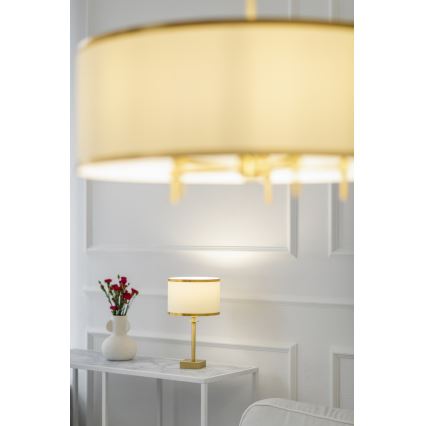 Argon 8047 - Pöytävalaisin ABBANO 1xE27/15W/230V messinki/valkoinen