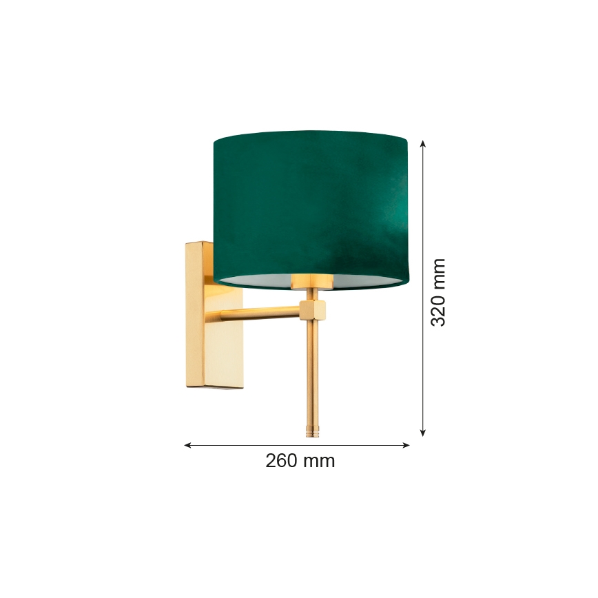 Argon 8107 - Seinävalaisin ABBANO 1xE27/15W/230V messinki/vihreä