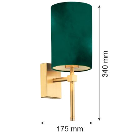 Argon 8109 - Seinävalaisin ABRUZZO 1xE14/7W/230V messinki/vihreä