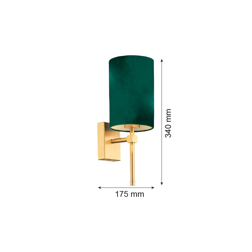 Argon 8109 - Seinävalaisin ABRUZZO 1xE14/7W/230V messinki/vihreä
