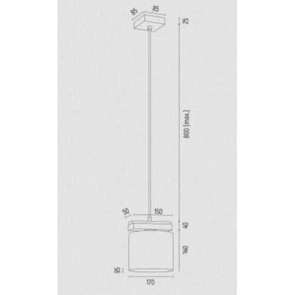 Argon 8276 - Kattokruunu johdossa CANOA 1xE27/15W/230V musta