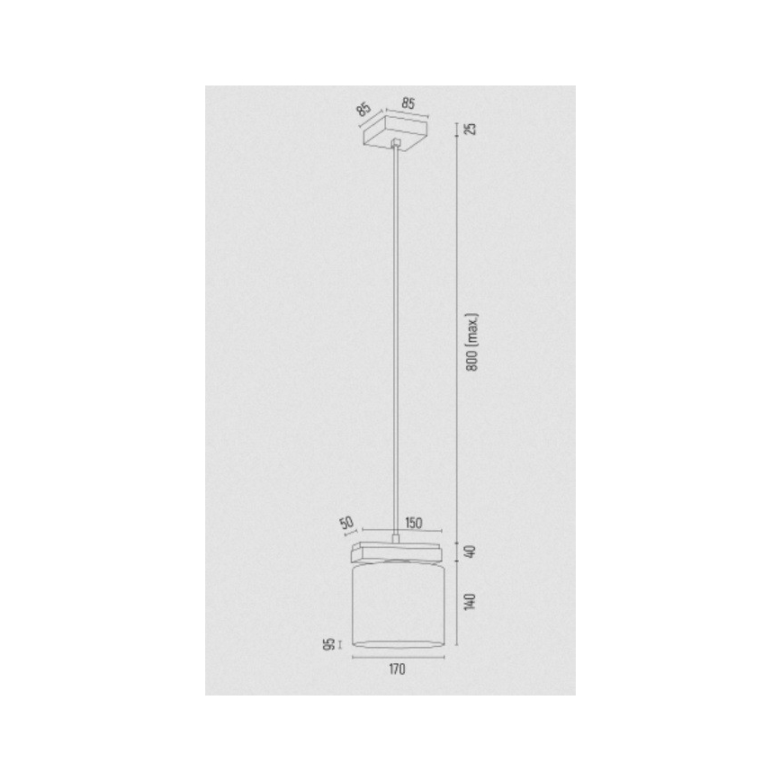 Argon 8276 - Kattokruunu johdossa CANOA 1xE27/15W/230V musta