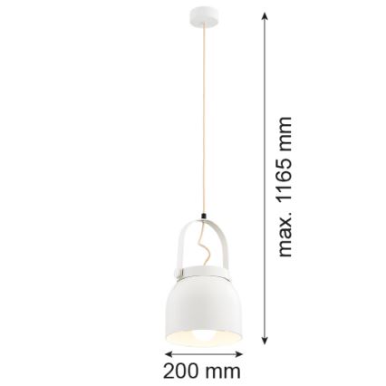 Argon 8280 - Kattokruunu johdossa LOGAN 1xE27/15W/230V halkaisija 20 cm valkoinen